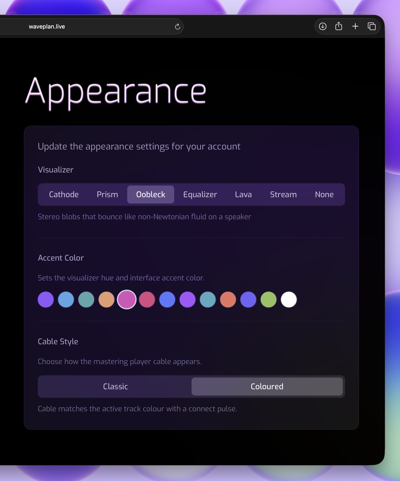 Appearance Settings Screenshot