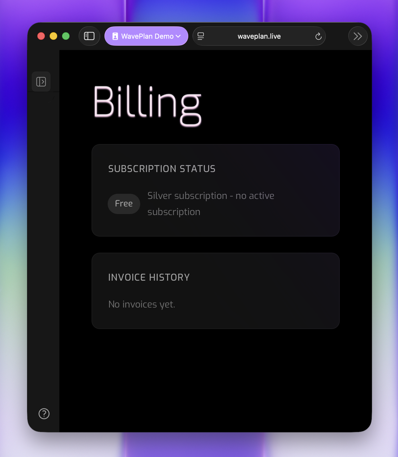 WavePlan Subscription Screenshot
